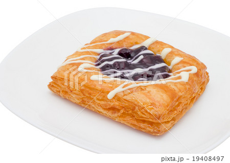 danish pastry with blueberry on white background 19408497