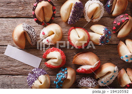 fortune cookies decorated with candy sprinkles 19410592