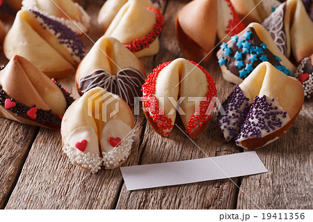 Fortune Cookies decorated with candy sprinkles 19411356
