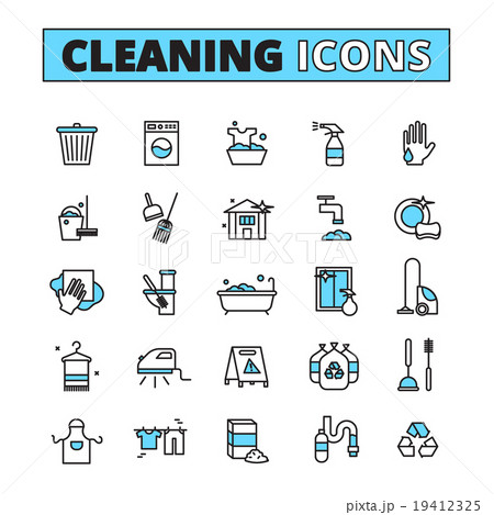 Cleaning Hand Drawn Icon Set Cleaning Hand Drawn Icon Set 19412325
