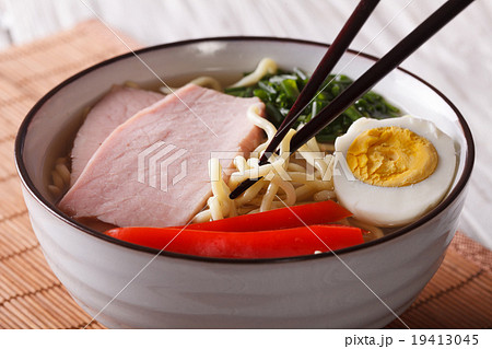 Japanese ramen noodles with pork and egg Japanese ramen noodles with pork and egg 19413045