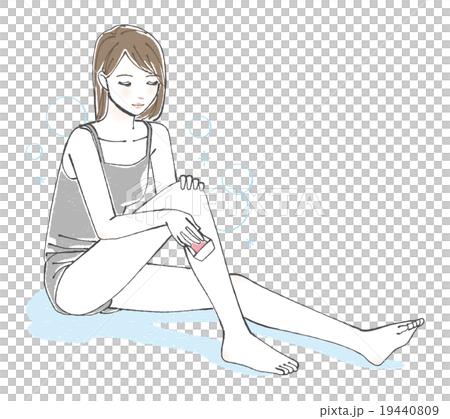 足のむだ毛を処理する女性イラスト（脱毛器） 19440809
