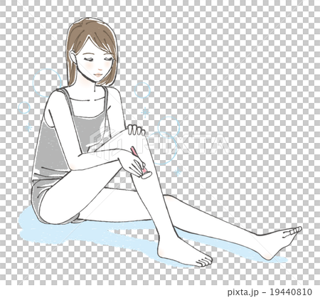 足のむだ毛を処理する女性イラスト（カミソリ） 19440810
