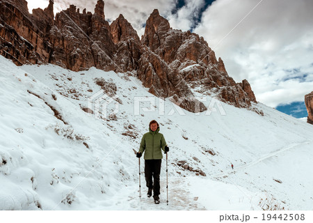 Drei Zinnen and Female hiker  19442508