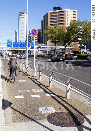名古屋都市風景　伏見通の自転車道　日銀前交差点付近 19448893