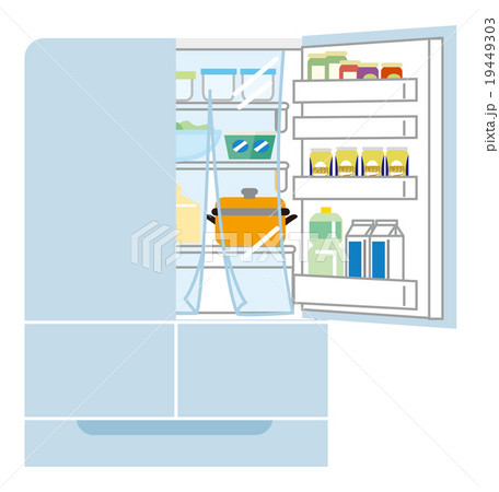 冷蔵庫 カーテンのイラスト素材