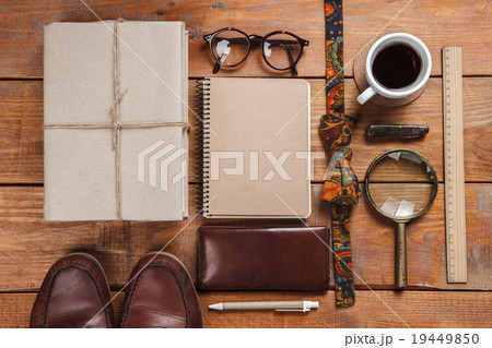 Men's accessories on the wooden table Men's accessories on the wooden table 19449850