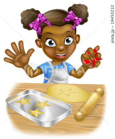 Cartoon Little Girl Chef Cooking 19450232