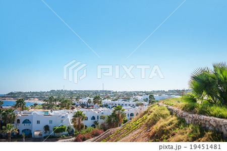 Hotel facade in Egypt With palm trees 19451481