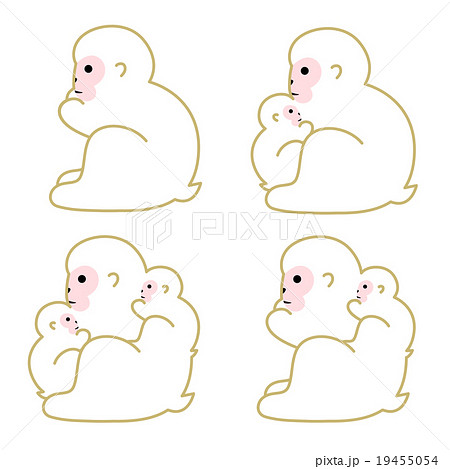 猿　イラスト　申年　親子　セット 19455054
