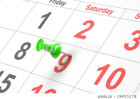 Closeup calendar page with drawing-pin 19455278