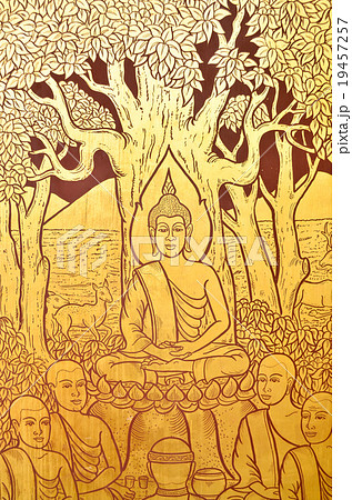 Traditional Thai style on temple door in Thailand 19457257