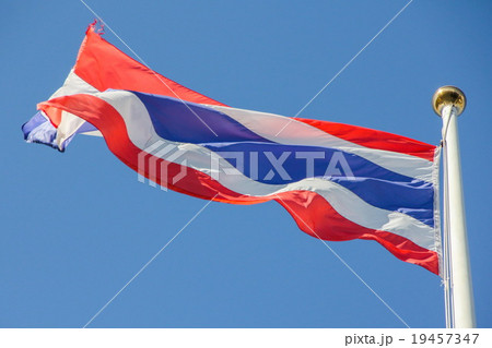 Waving Thailand flag with blue sky Waving Thailand flag with blue sky 19457347