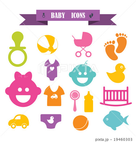 multicolored icons with tape on the topic baby 19460303