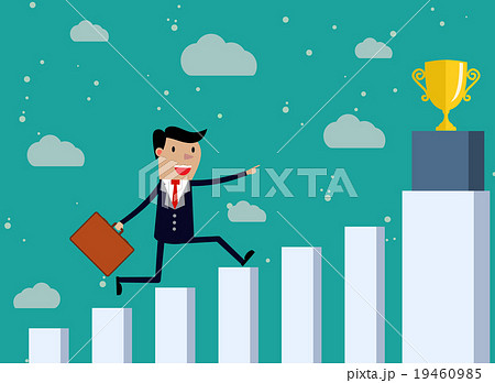 Businessman Run Financial Bar Graph  19460985