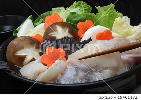 鍋料理 あんこう鍋 箸上げ 湯気の写真素材