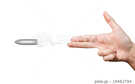 Woman hand showing gun gesture 19462784