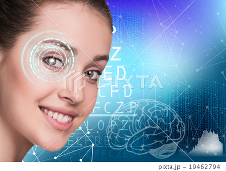 Woman on eyesight exam  19462794