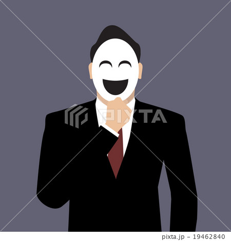 Businessman wearing a laughing mask 19462840