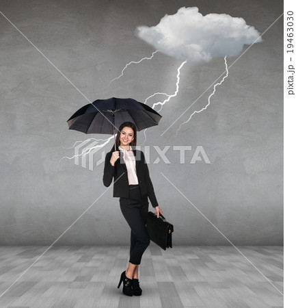 Thunderstorm strikes to businesswoman Thunderstorm strikes to businesswoman 19463030