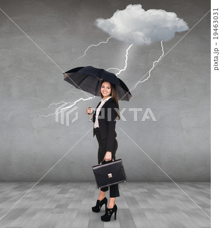 Thunderstorm strikes to businesswoman Thunderstorm strikes to businesswoman 19463031