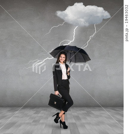 Thunderstorm strikes to businesswoman Thunderstorm strikes to businesswoman 19463032
