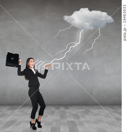 Thunderstorm strikes to businesswoman Thunderstorm strikes to businesswoman 19463033