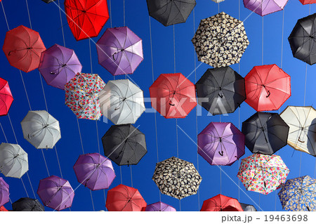 a lot of colorful umbrellas in the sky 19463698