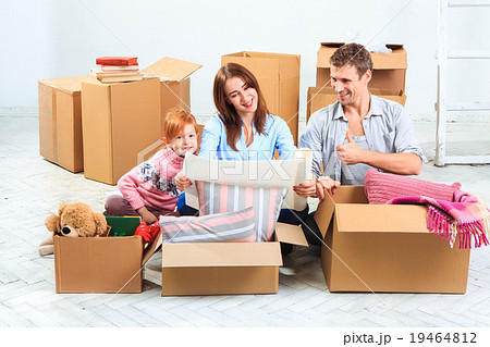 The happy family during repair and relocation The happy family during repair and relocation 19464812