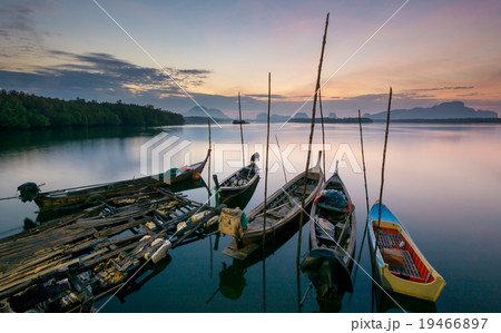 Fishing boats moored on the water. Fishing boats moored on the water. 19466897