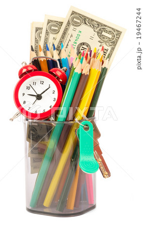Alarm clock with cash and keys Alarm clock with cash and keys 19467244