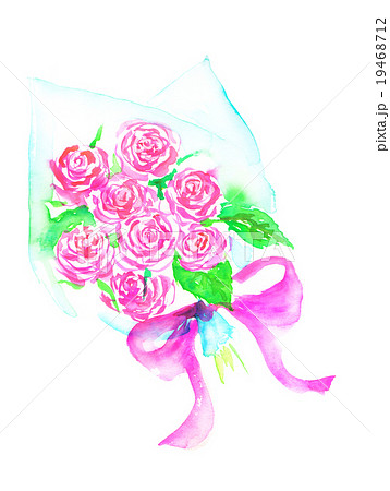 ウェディング 結婚式 ブライダル 花束 花束 プレゼント 春 ばら バラ 水彩画 プロポーズ 挿絵 のイラスト素材