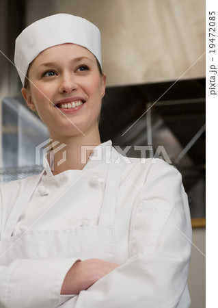 シェフ 料理人 女性の写真素材