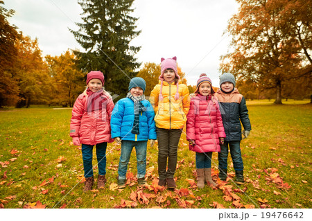 group of happy children in autumn park 19476642