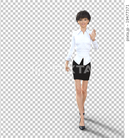 手を上げて挨拶するビジネスウーマンperming3DCG　イラスト素材 19477371