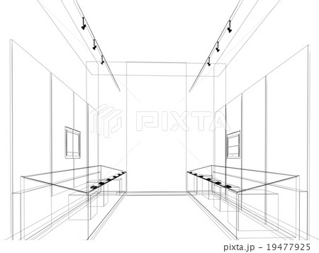 abstract sketch design of interior exhibition room 19477925