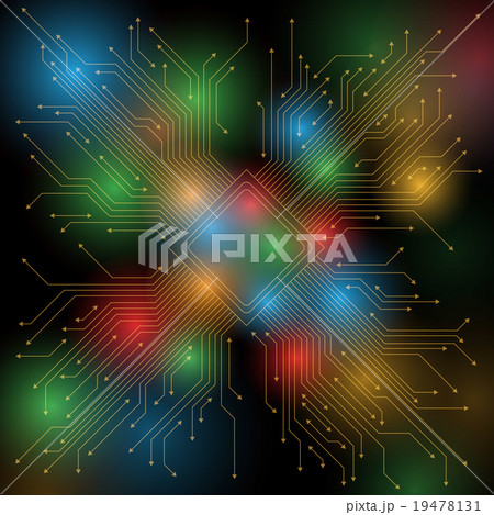 電子回路と光の抽象イメージ　ベクターイラスト 19478131