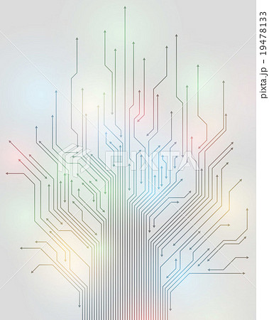 電子回路と光の抽象イメージ ベクターイラストのイラスト素材