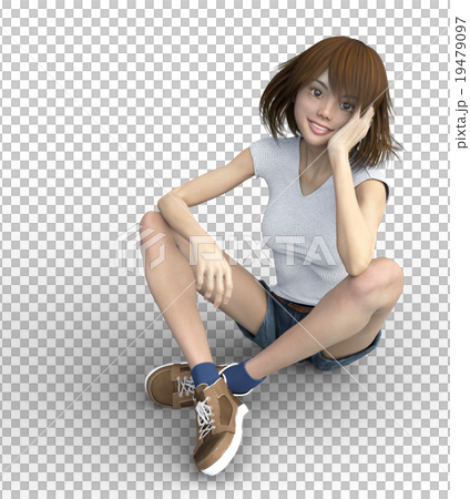 スポーティーなファッションの若い女性 perming3DCGイラスト素材 スポーティーなファッションの若い女性 perming3DCGイラスト素材 19479097