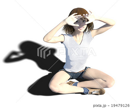 日差しを浴びるスポーティーなファッションの若い女性 Perming3dcgイラスト素材のイラスト素材