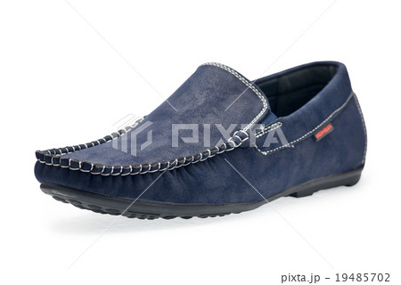 Single leather blue color male moccasins 19485702