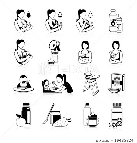 Baby Feeding Black Icons Set 19485824