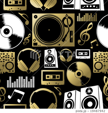 Music Seamless Pattern Icon Dj Rock Party Club Setのイラスト素材