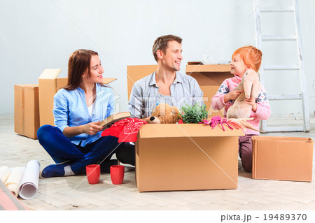 The happy family  at repair and relocation 19489370