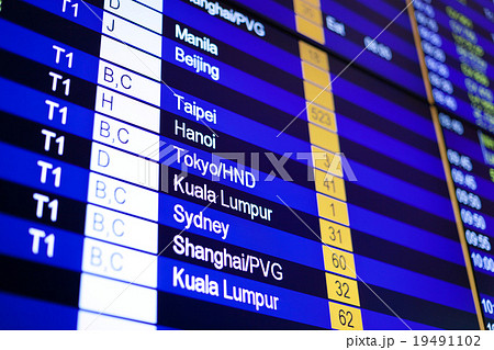 Flight information board in airport. 19491102