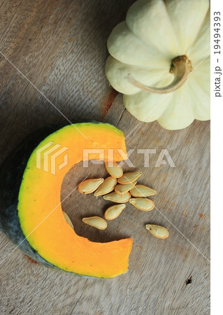 fresh pumpkin with seeds 19494393
