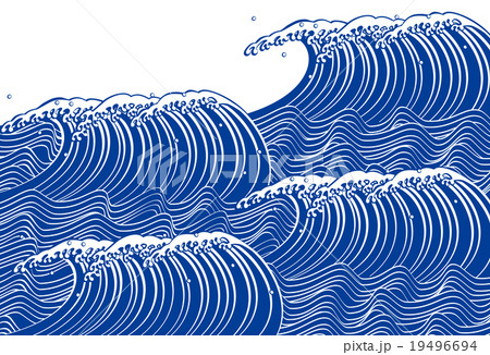 青い波 和風のイラスト素材
