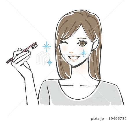 歯ブラシを持つ女性イラストのイラスト素材