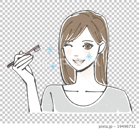 歯ブラシを持つ女性イラスト 19496732