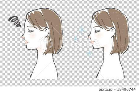 Before after illustration of a double chin women Before after illustration of a double chin women 19496744